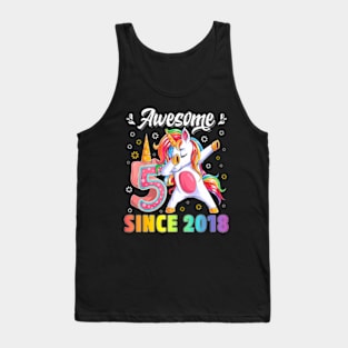 Awesome Dabbing Unicorn Birthday 5 Year Old Girl 5Th Tank Top